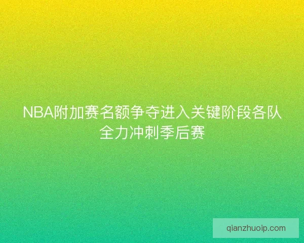 NBA附加赛名额争夺进入关键阶段各队全力冲刺季后赛