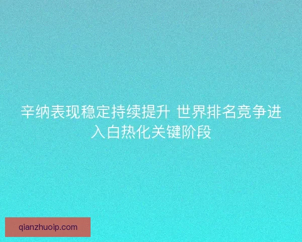 辛纳表现稳定持续提升 世界排名竞争进入白热化关键阶段