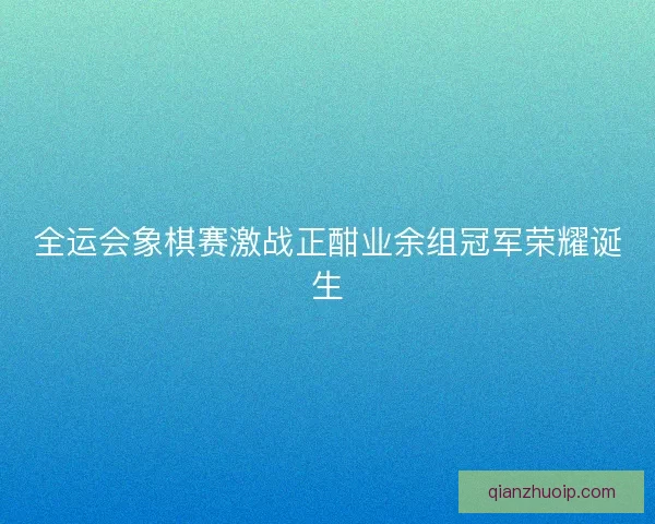 全运会象棋赛激战正酣业余组冠军荣耀诞生