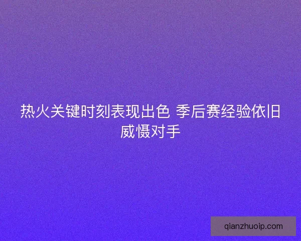热火关键时刻表现出色 季后赛经验依旧威慑对手
